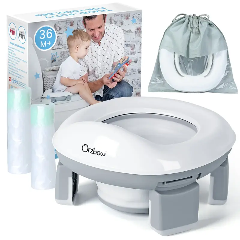 Orzbow Portable Potty Training Toilet for Boys and Girls with Storage Bag - Foldable Travel Potty Chair, Toddler Potty Seat f...