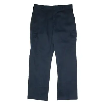 DICKIES Workwear Cargo Mens Twill Trousers Blue Relaxed Wide-Leg W38 L34