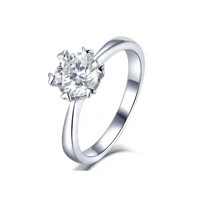 10K White Gold Round Shaped Moissanite Engagement Ring