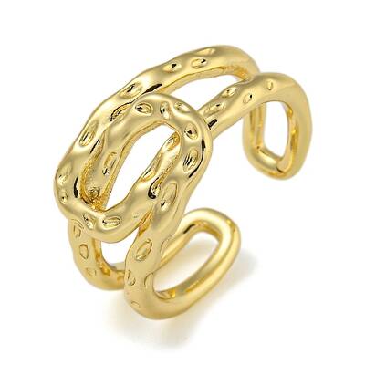 Oval Knot Brass Open Cuff Rings for Women