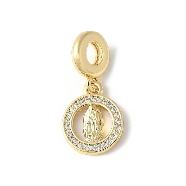Brass Micro Pave Cubic Zirconia European Dangle Charms