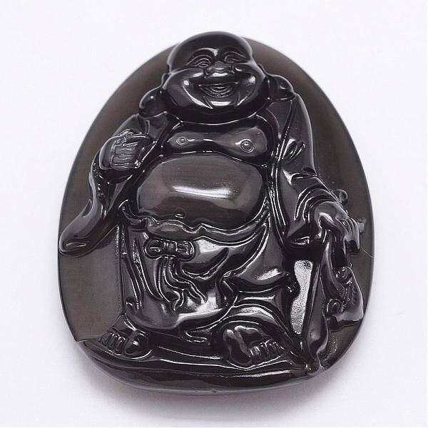 Natural Ice Rainbow Obsidian Carven Pendants