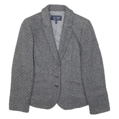ARMANI JEANS Womens Blazer Jacket Grey Knit Wool S