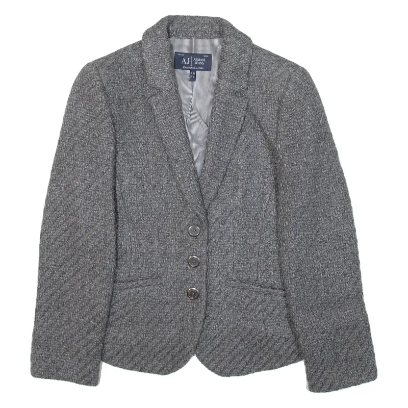 ARMANI JEANS Womens Blazer Jacket Grey Knit Wool S