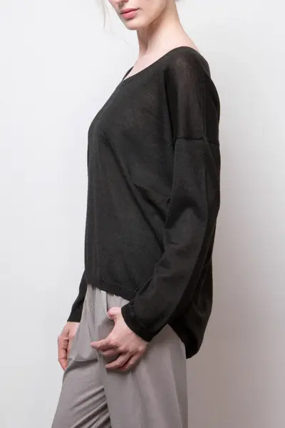 kory sheer pullover - black | Size: small