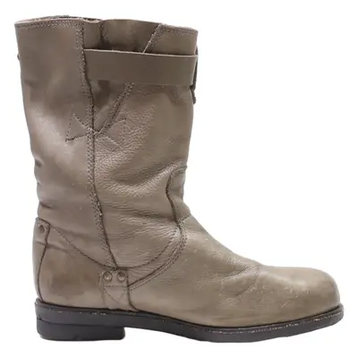 PALLADIUM High Boots Grey Leather Womens UK 4