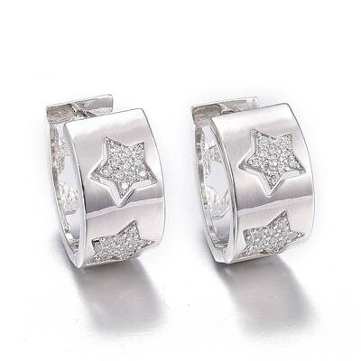 Brass Micro Pave Cubic Zirconia Huggie Hoop Earrings