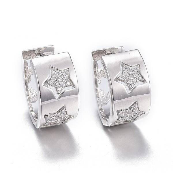 Brass Micro Pave Cubic Zirconia Huggie Hoop Earrings