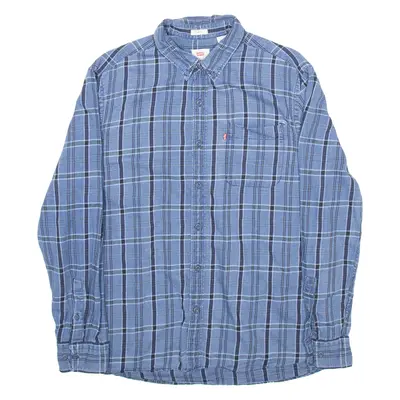 LEVI'S Slim Fit Mens Shirt Blue Check Long Sleeve XL