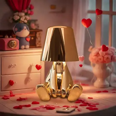 Bedside Touch Control Table Lamp, Rechargeable Thinker Statue LED Night Light, Dimmable Nightstand Lamp for Home Living Room ...