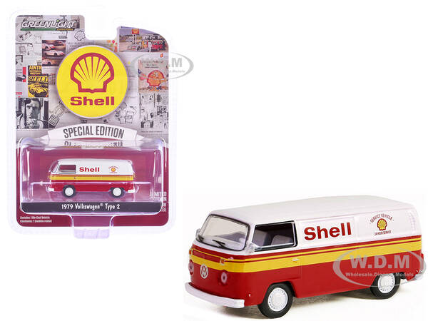 1979 Volkswagen Type 2 Panel Van White and Red with Yellow Stripes \