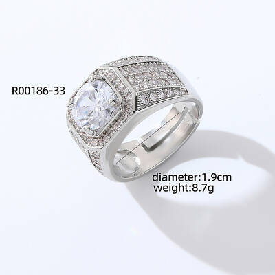 Fashionable Unisex Brass Micro Pave Clear Cubic Zirconia Solitaire Ring
