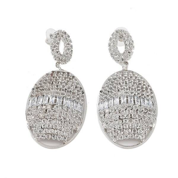 Brass Micro Pave Cubic Zirconia Stud Earrings
