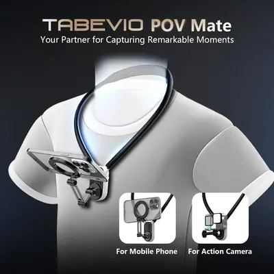 TABEVIO POV Mate Magnetic Neck Mount for Phones, Neck Cell Phone Holder POV/Vlog Selfie Mount Hand Free Phone Neck Holder Che...