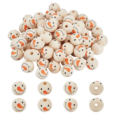 70Pcs Unfinished Natural Wood European Beads