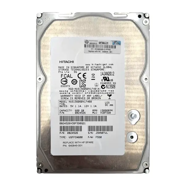 640849-001 HP 600GB 4Gb/s Fibre Channel 15000 3.5-inch Hard Drive