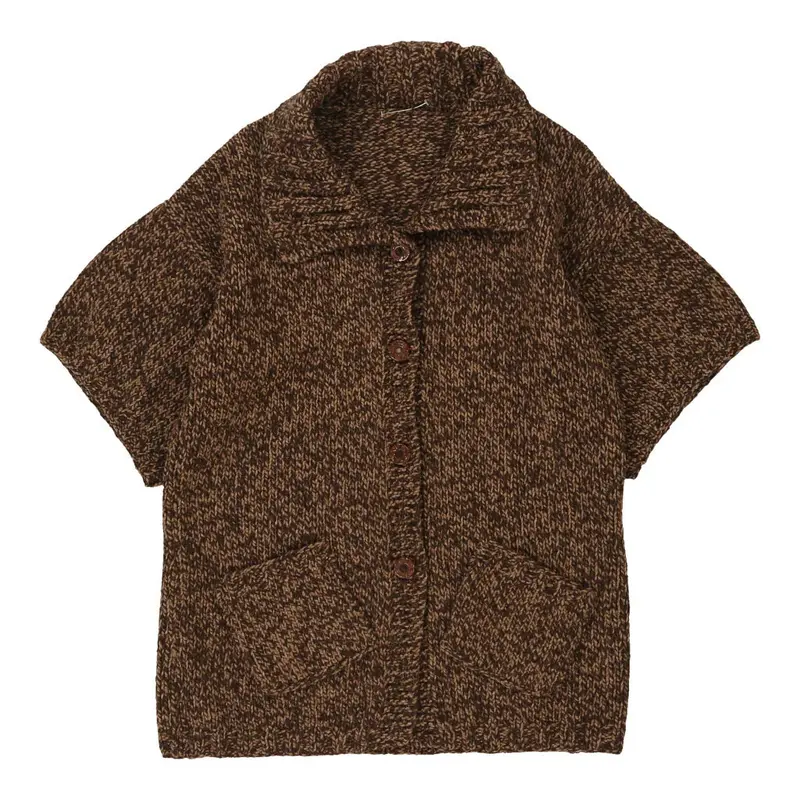 1980s Unbranded Cardigan - XL Brown Acrylic Blend