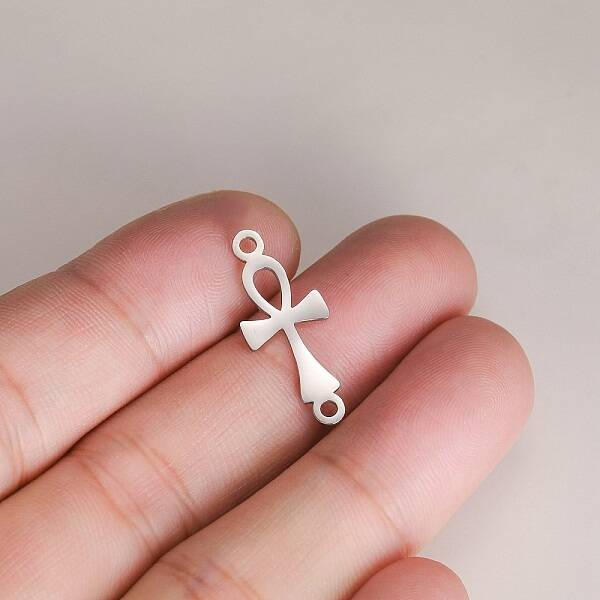 Anti-Tarnish Stainless Steel Religion Ankh Cross Links Connector Charms