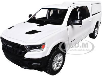 2019 RAM 1500 Laramie Crew Cab Pickup Truck with Truck Bed Camper White Custom Builder's Kit Series 1/24-1/27 Diecast Model...