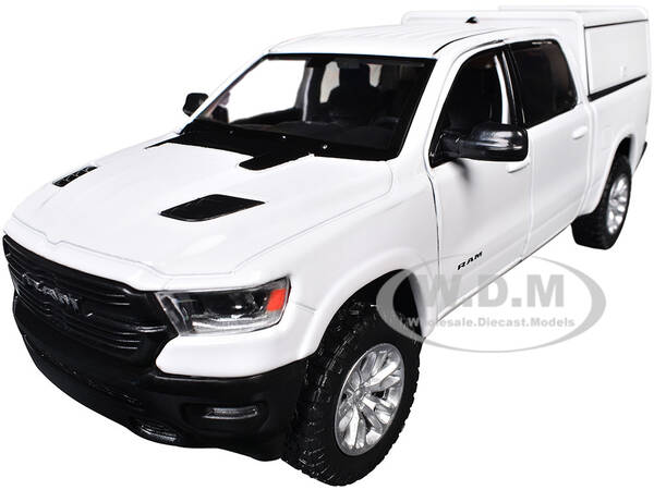 2019 RAM 1500 Laramie Crew Cab Pickup Truck with Truck Bed Camper White Custom Builder's Kit Series 1/24-1/27 Diecast Model...