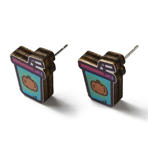 Wood Stud Earrings