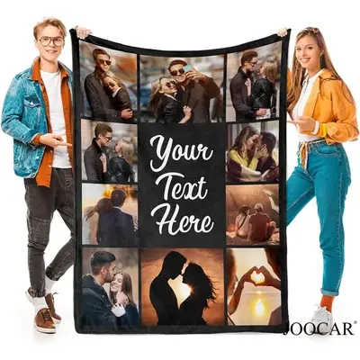JOOCAR Custom Blanket with Picture Customized Blanket and Thows Personalized Blanket Customizable Blanket Photo Blankets Cust...