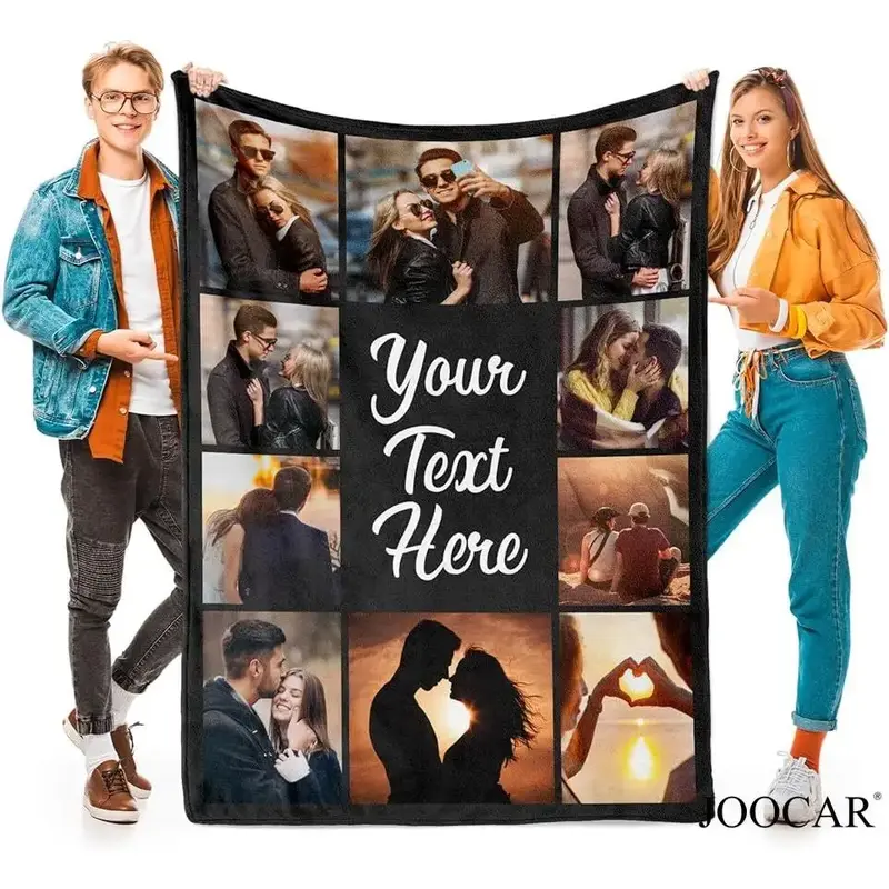 JOOCAR Custom Blanket with Picture Customized Blanket and Thows Personalized Blanket Customizable Blanket Photo Blankets Cust...