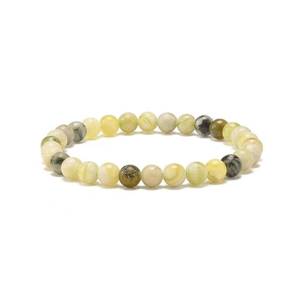 Natural Qinghua Jade Round Beaded Stretch Bracelet