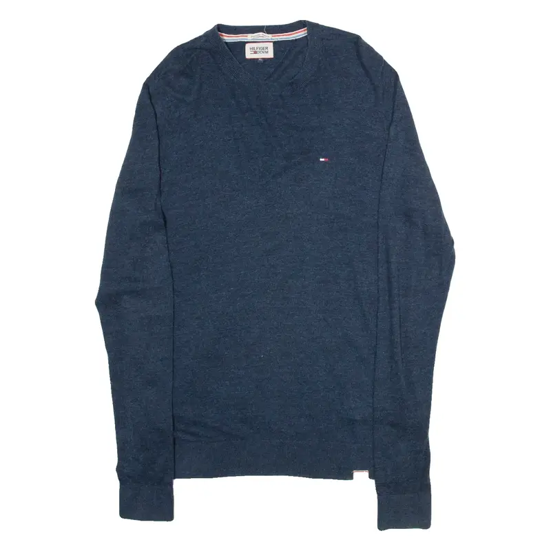TOMMY HILFIGER Womens Jumper Blue 90s Tight Knit XL
