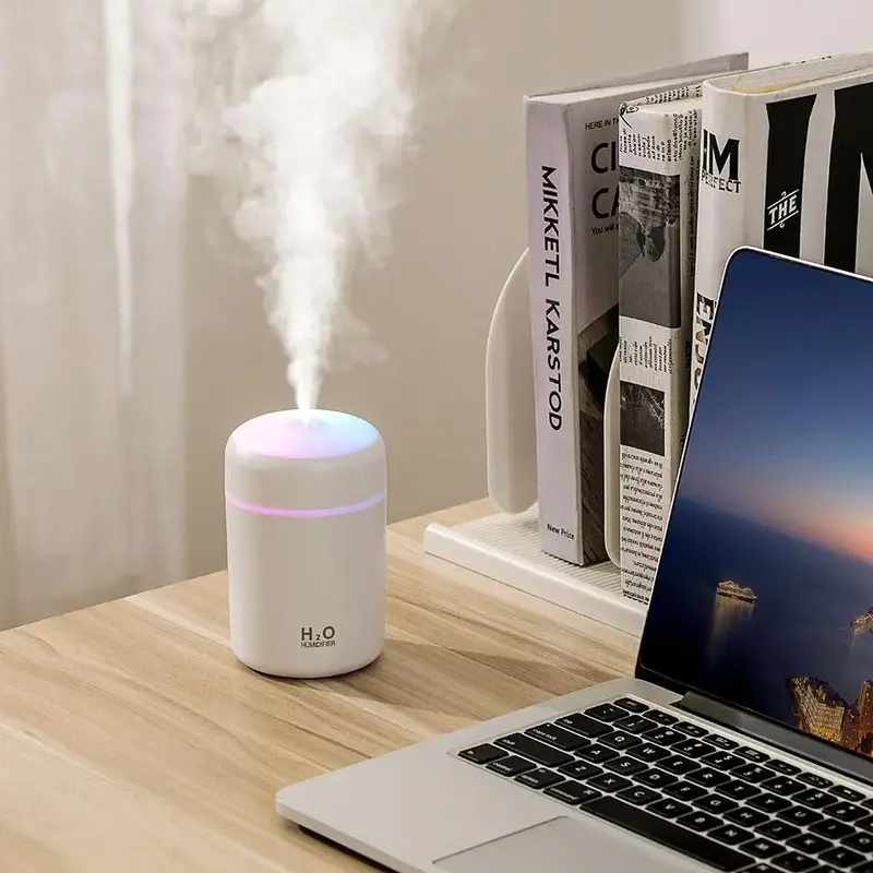 USB Powered Air Humidifier, 300ml Air Humidifier with Colorful Light, Quiet Desktop Air Humidifier for Home Office