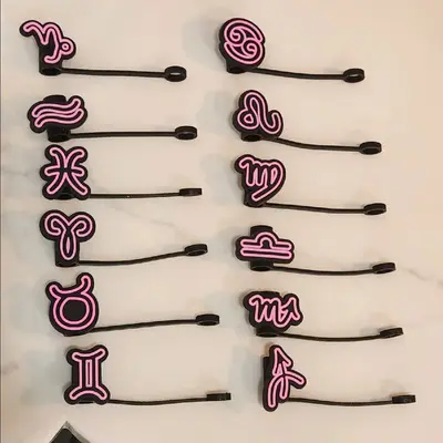 *Low shipping fee* Zodiac Horoscope Straw Covers Toppers Tumbler Drink Accessories Stanley Cup Charms