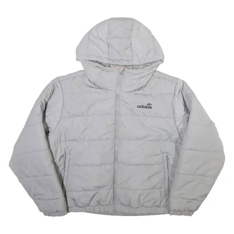 ADIDAS Insulated Womens Puffer Jacket Grey Hooded UK 16