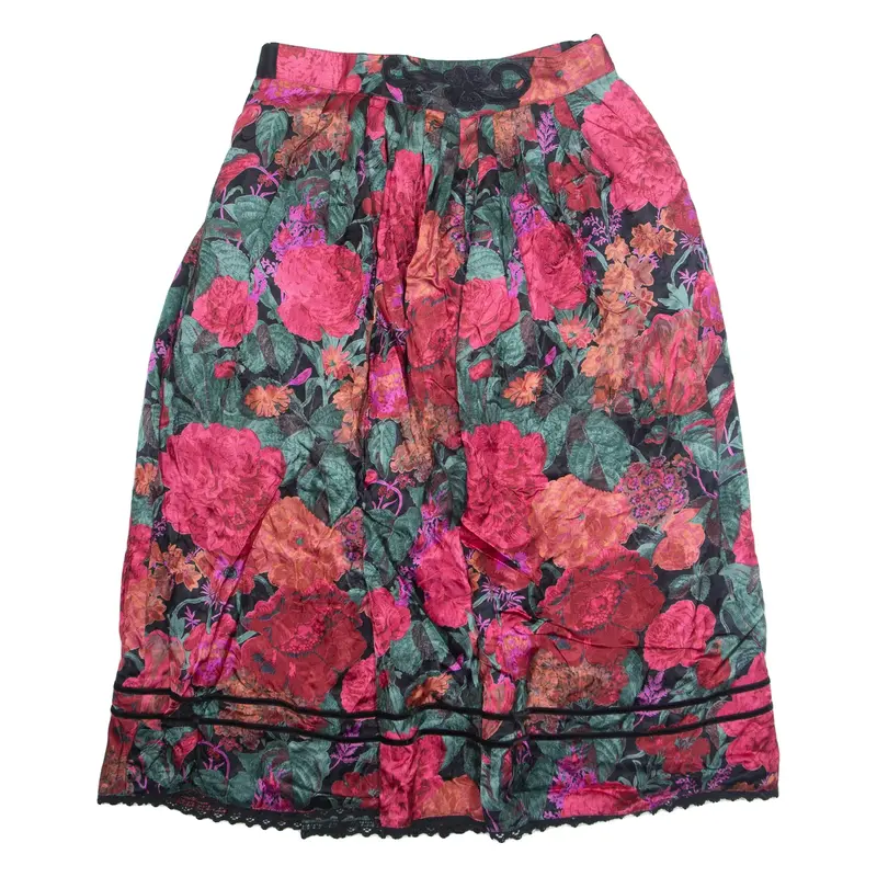 Womens A-Line Skirt Red Midi Floral M