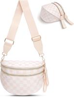 Bum Bags for Women Crossbody,Nylon Checkered Crossbody Bag Large Sling Bag Checkered Purse Oversized Slouchy Belt Bag