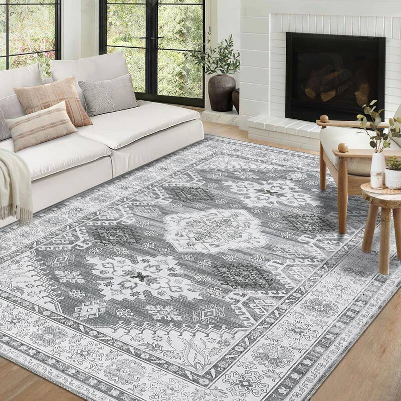 Garvee Boho Oriental Vintage Tribal Non Slip Washable Area Rug for Living Room and Bedroom, Stain Resistant Design for Dining...