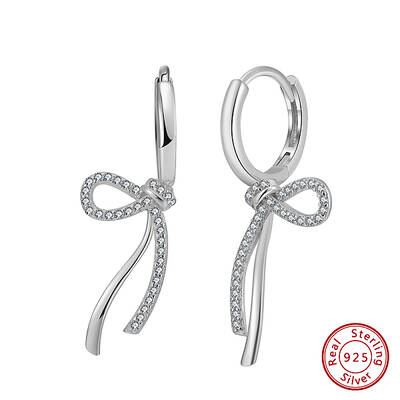925 Sterling Silver Micro Pave Clear Cubic Zirconia Hoop Earrings