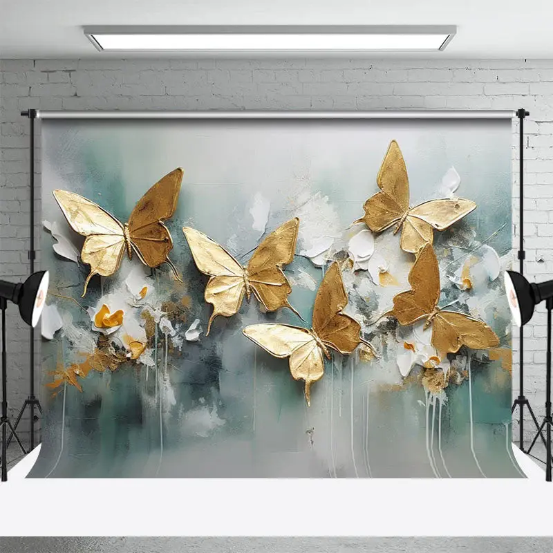 Abstract Wall Gold Butterfly Photography Backdrop - Aperturee