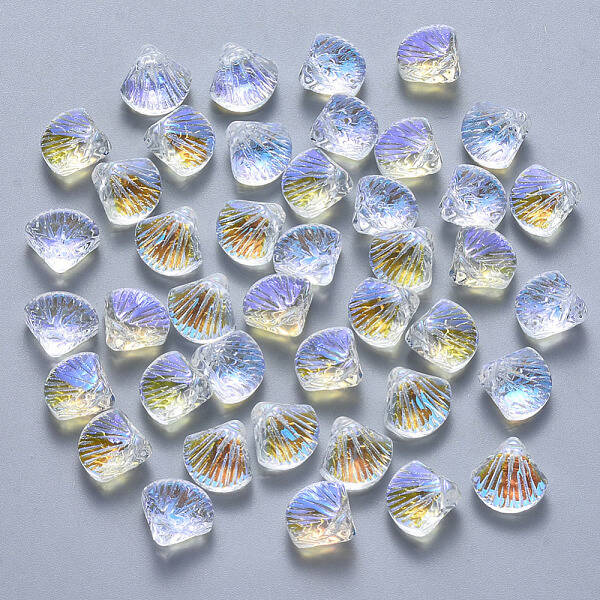 Transparent Spray Painted Glass Beads
