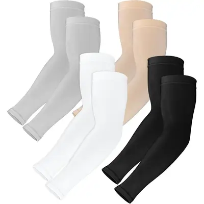 4 Pairs Sun Protection Arm Sleeves, Baseball Cooling Sleeves for Women Men