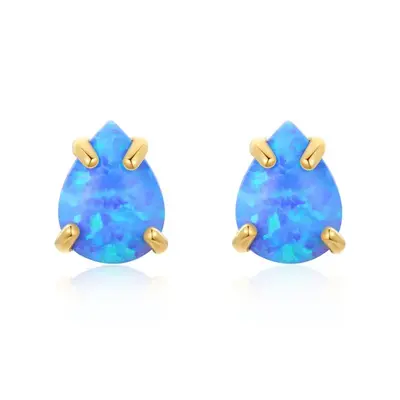 14K Gold Opal Drop Shape Stud Earrings