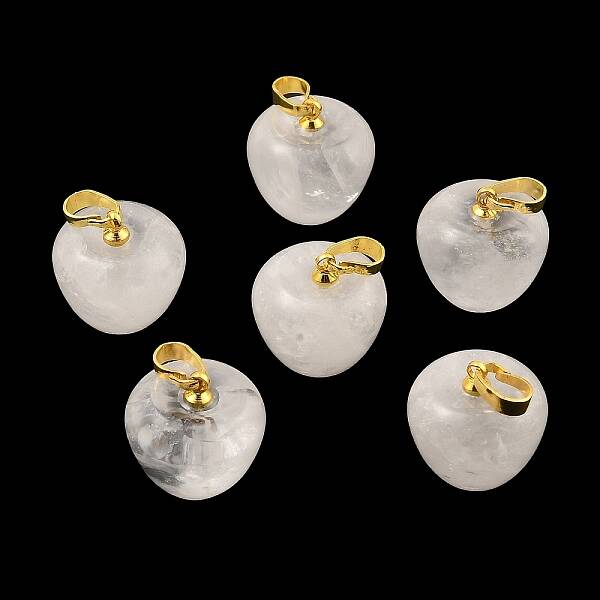 Natural Quartz Crystal Teacher Apple Charms