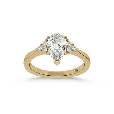 Eldra Illusion Trilliant Pear Shape Lab Grown Diamond Engagement Ring | 14K Yellow Gold 3 3/4 CT. TW.