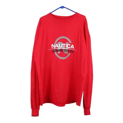 Nautica Spellout Long Sleeve T-Shirt - 2XL Red Cotton