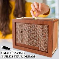 Cash Vault Wooden Savings Box, Wooden Cash Saver Money Box With Money Target And Numbers, Wooden Coin Bank Money Box With Cou...