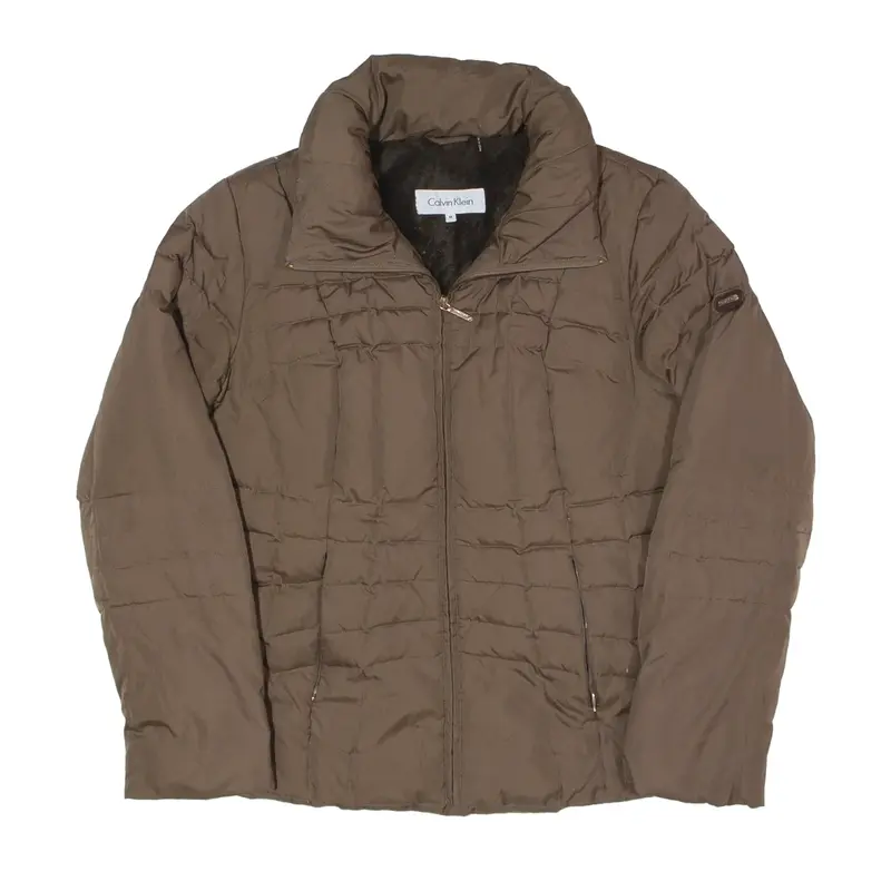 CALVIN KLEIN Down Insulated Fleece Lined Puffer Jacket Brown Womens M