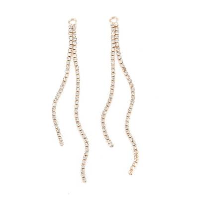 Brass Micro Pave Clear Cubic Zirconia Tassel Pendants