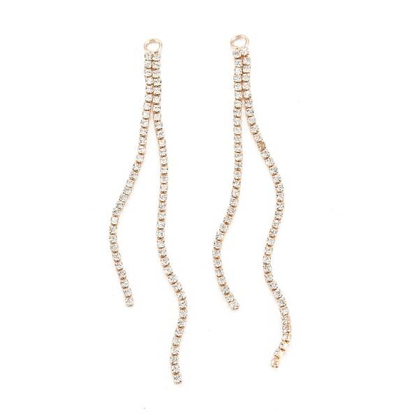 Brass Micro Pave Clear Cubic Zirconia Tassel Pendants