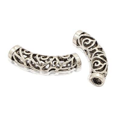 Tibetan Style Alloy Curved Tube Beads