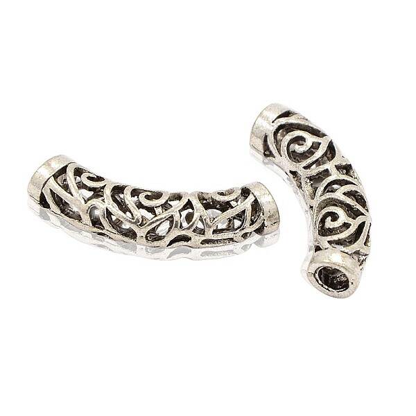 Tibetan Style Alloy Curved Tube Beads