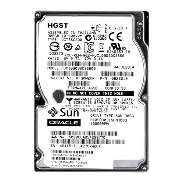 HUC109030CSS600 HGST 300GB 6Gb/s SAS 10000 2.5-inch 64MB Hard Drive